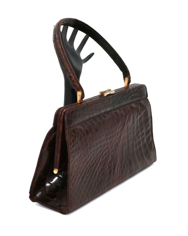 Vintage 50s-60s - COBLENTZ - Brown Structured - ALLIGATOR - Skin Handbag - product images  of 