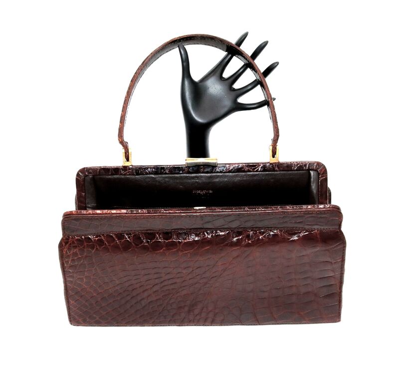 Vintage 50s-60s - COBLENTZ - Brown Structured - ALLIGATOR - Skin Handbag - product images  of 
