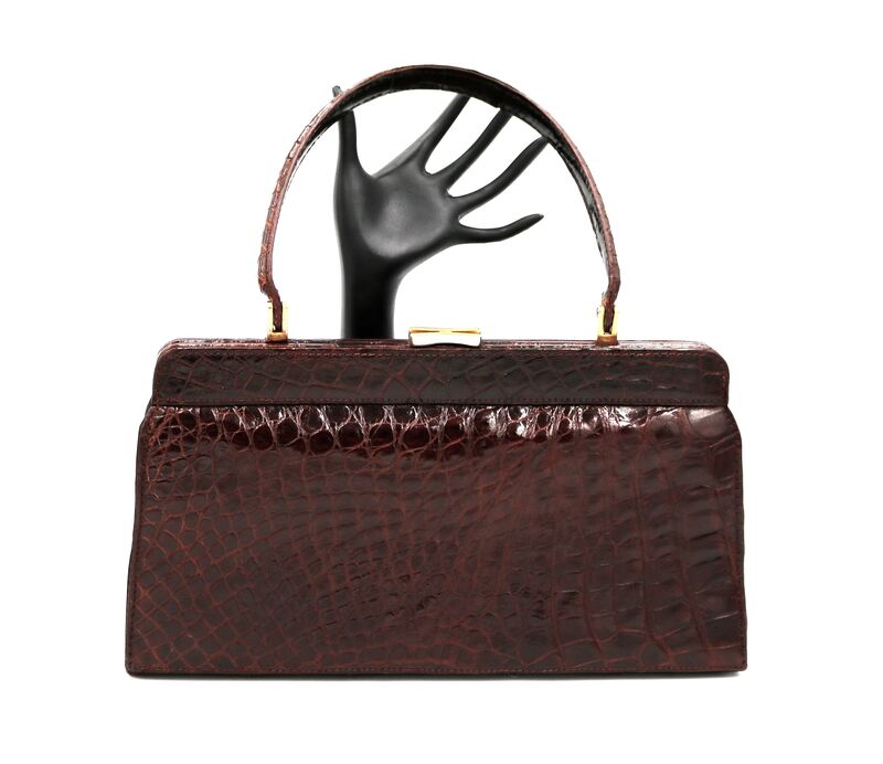 Vintage 50s-60s - COBLENTZ - Brown Structured - ALLIGATOR - Skin Handbag - product images  of 