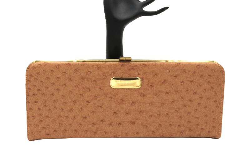 Vintage - STYLEMARK - Tan Embossed Ostrich Plastic Bakelite Handle Handbag - Mid Century - product images  of 