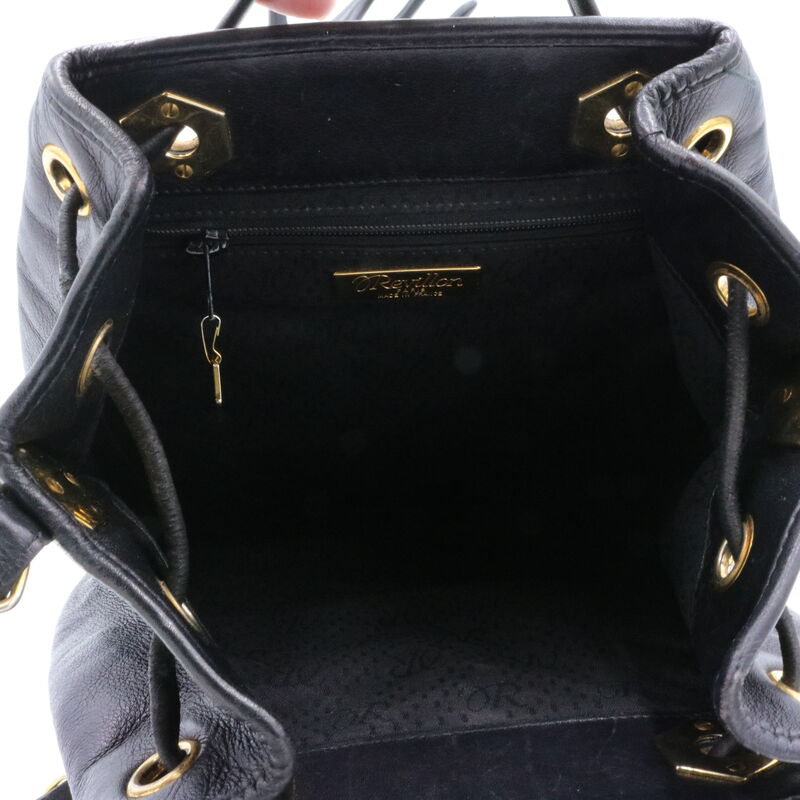 Vintage - REVILLON - Black Leather Drawstring Shoulder Bag - Paris France - product images  of 