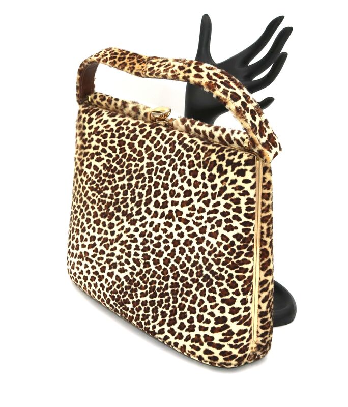 Vintage 50s-60s - LEON of CALIFORNIA - Faux Leopard Fur Structured Handbag - Rare - - product images  of 