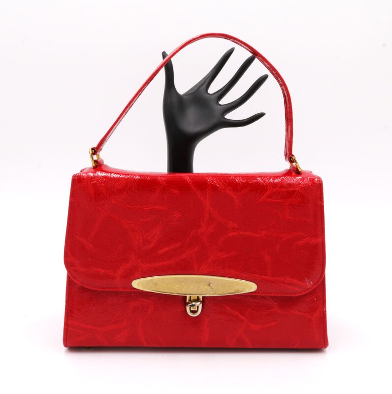 Vintage - RISQUE - Red Patent Leather Like Handbag - Mid Century - - product images  of 