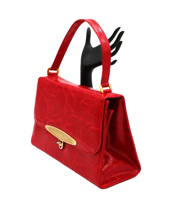 Vintage - RISQUE - Red Patent Leather Like Handbag - Mid Century - - product images  of 