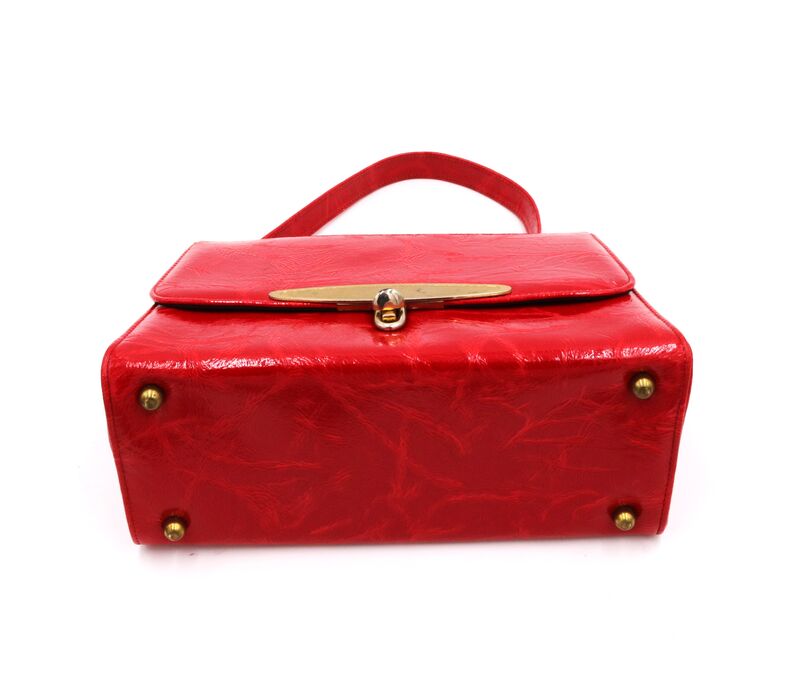 Vintage - RISQUE - Red Patent Leather Like Handbag - Mid Century - - product images  of 