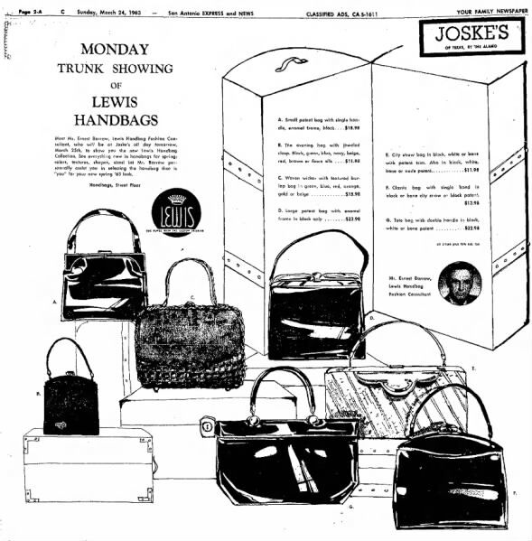 Vintage - LEWIS - Black Patent Leather Handbag - Mid Century - product images  of 