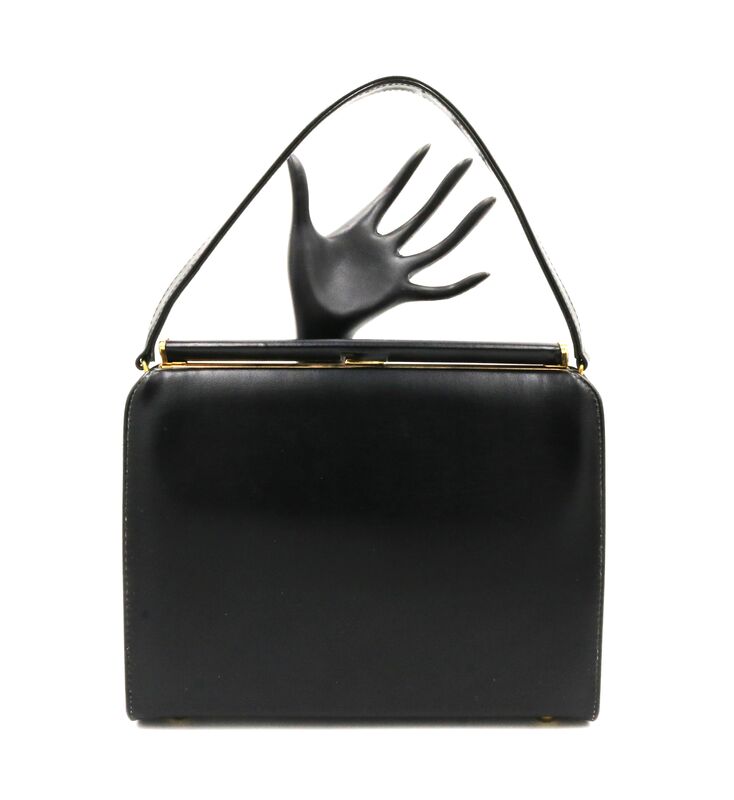 Vintage 60s - LIFE STRIDE - Black leather suede Like Handbag - Mid Century - - product images  of 