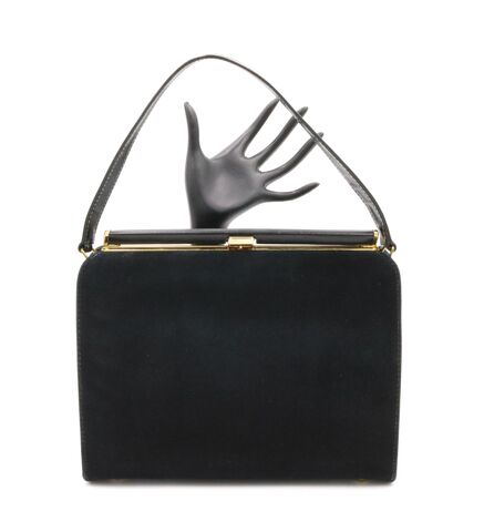 Vintage,60s,-,LIFE,STRIDE,Black,leather,suede,Like,Handbag,Mid,Century,Life Stride, vintage handbag, vintage purse, suede, leather like, fabric, black, mid century, retro, 60s