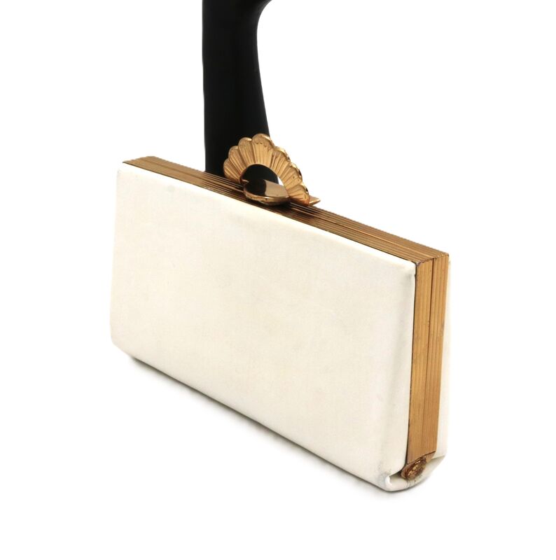 Vintage 40s-50s - EVANS ELEGANCE - Off White Leather Fitted Clutch Handbag - product images  of 