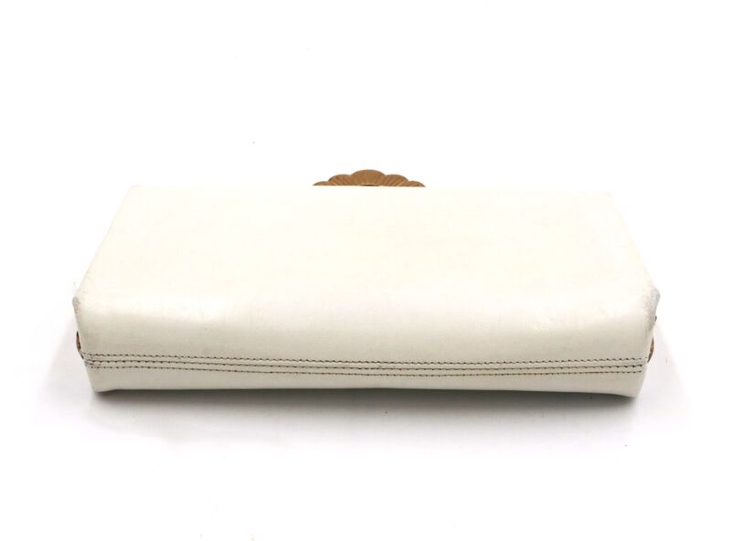 Vintage 40s-50s - EVANS ELEGANCE - Off White Leather Fitted Clutch Handbag - product images  of 