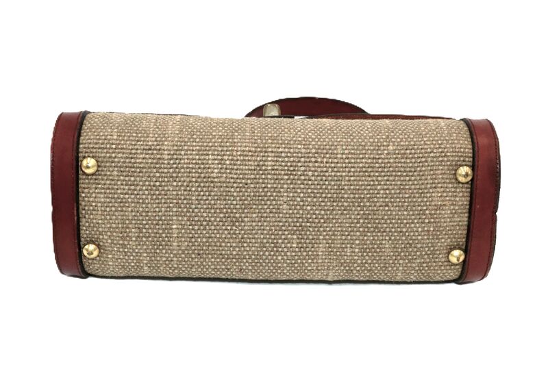 Vintage - ETIENNE AIGNER - Handbag - Original Hand Made Red Heavy Leather and Tweed  - product images  of 