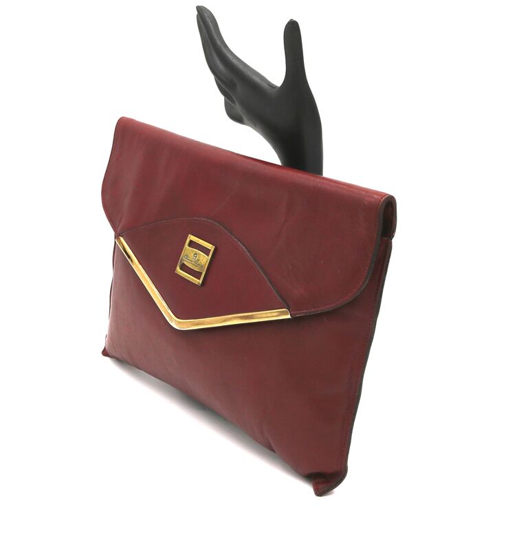 Vintage - ETIENNE AIGNER - Original Hand Made Red Leather Envelope Clutch Handbag - product images  of 