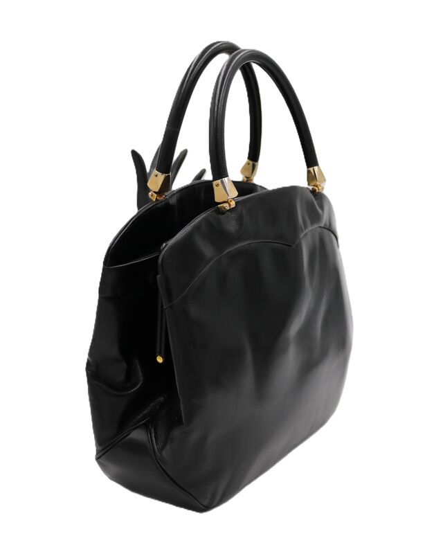 Vintage - ROSENFELD - Black Leather Double Handle Handbag - Mid Century - product images  of 