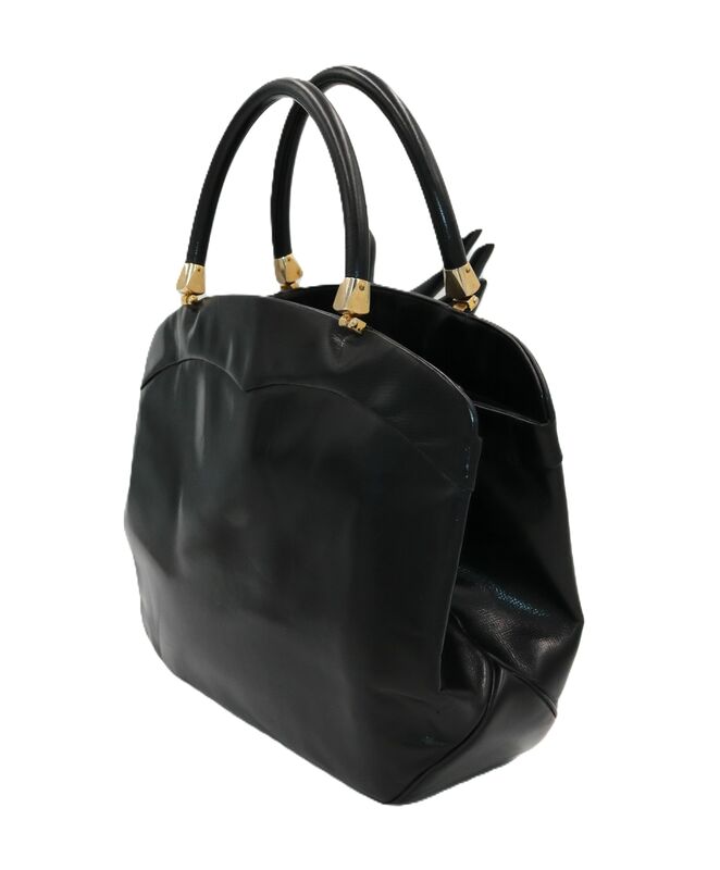 Vintage - ROSENFELD - Black Leather Double Handle Handbag - Mid Century - product images  of 