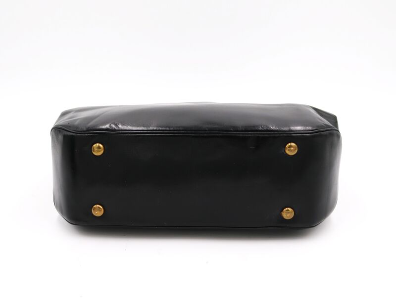 Vintage - ROSENFELD - Black Leather Double Handle Handbag - Mid Century - product images  of 