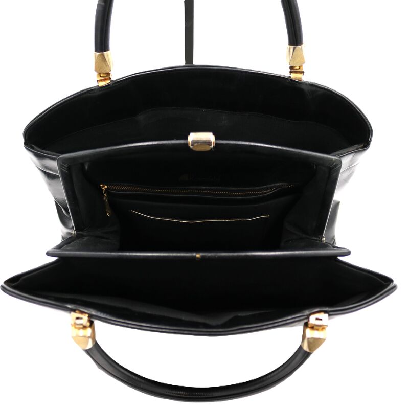 Vintage - ROSENFELD - Black Leather Double Handle Handbag - Mid Century - product images  of 