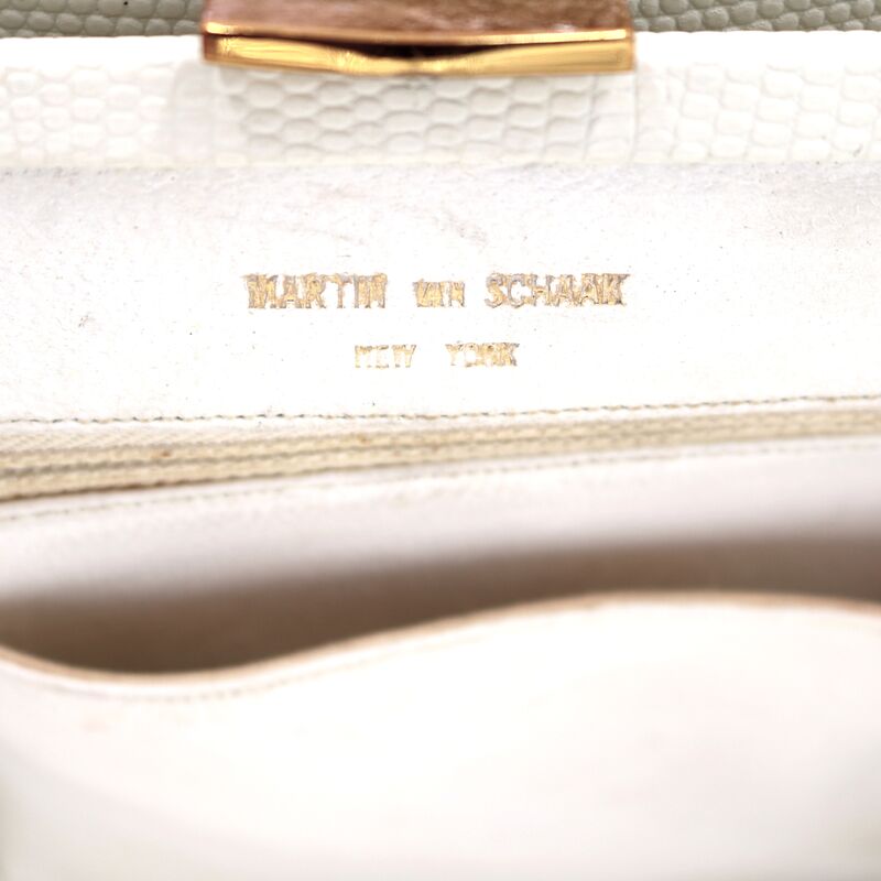 Small 50s-60s - MARTIN VAN SCHAAK - White Double Handled LIZARD Skin Handbag - product images  of 