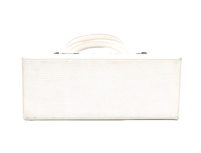 Small 50s-60s - MARTIN VAN SCHAAK - White Double Handled LIZARD Skin Handbag - product images  of 
