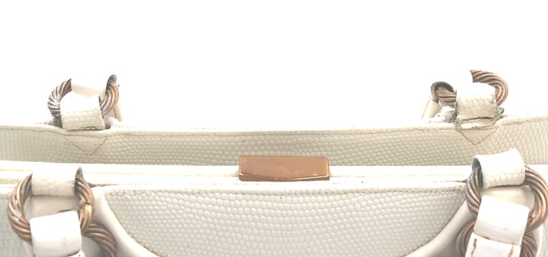Small 50s-60s - MARTIN VAN SCHAAK - White Double Handled LIZARD Skin Handbag - product images  of 