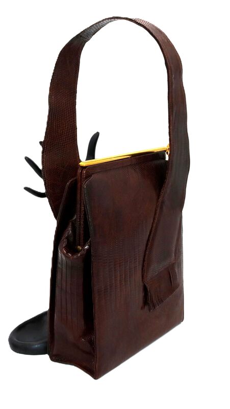 Vintage - KORO CREATION- Brown LIZARD Embossed Structured Handbag - RARE - Mid Century - - product images  of 