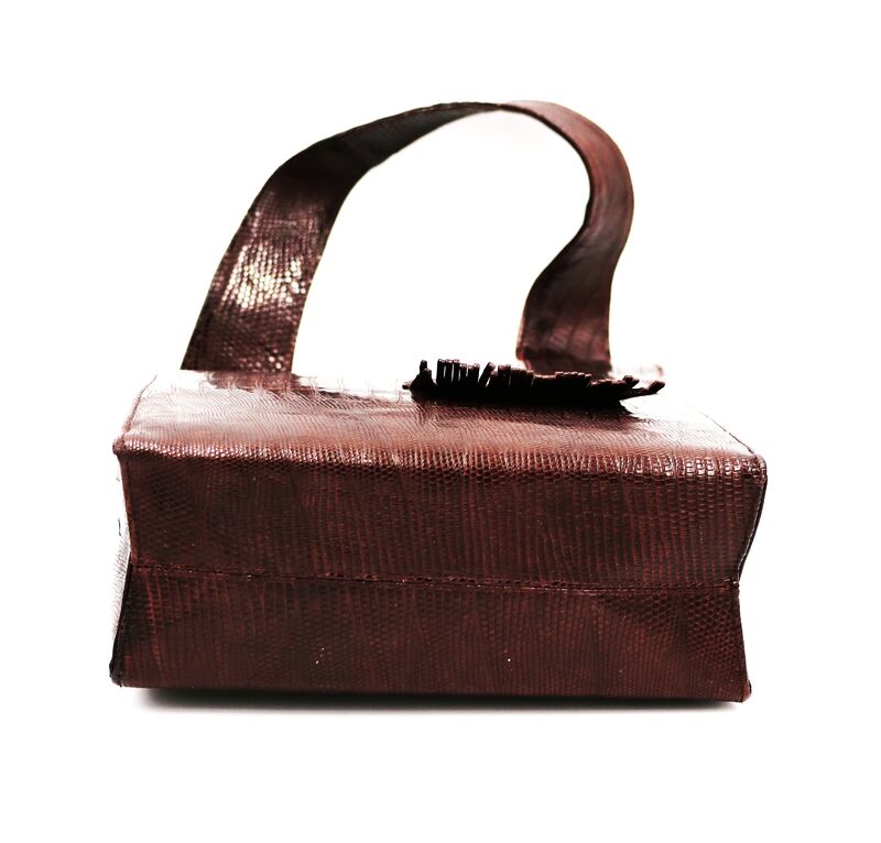 Vintage - KORO CREATION- Brown LIZARD Embossed Structured Handbag - RARE - Mid Century - - product images  of 