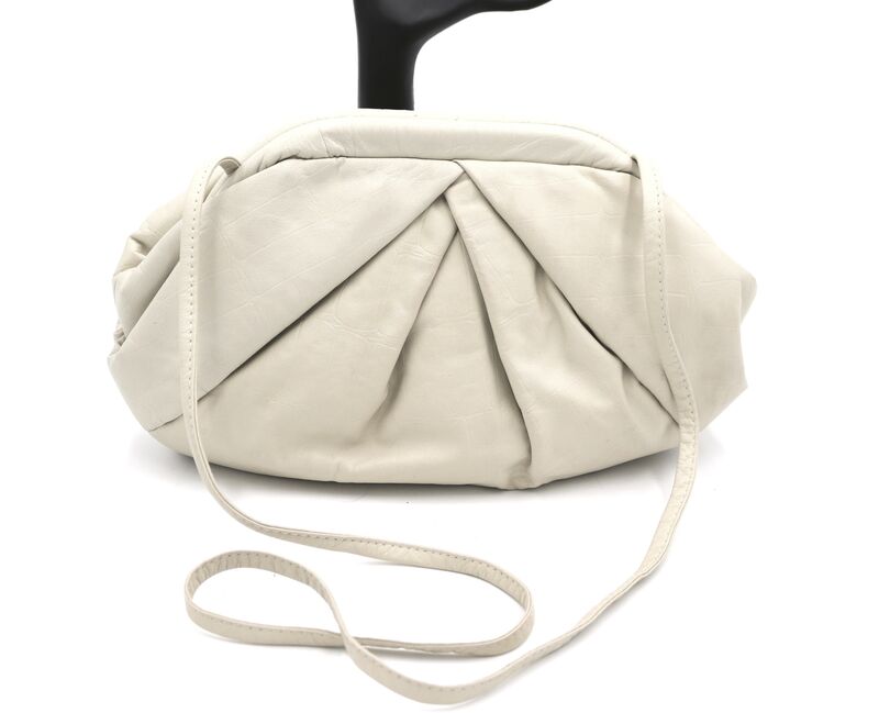 Vintage 80s-90s - VIVA - Off White Bone Leather Clutch Shoulder Bag - RETRO - - product images  of 