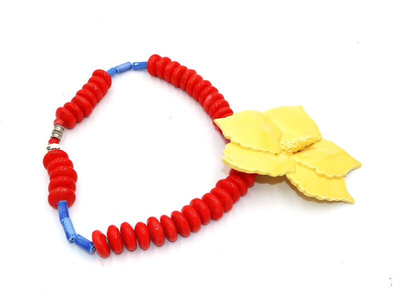 Vintage - PARROT PEARLS - Ceramic Flower and Bead Necklace - Retro - product images  of 