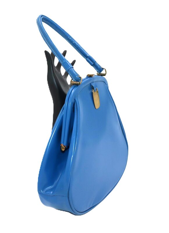 Vintage 50s-60s - GARAY - Light Blue Patent Leather Like Handbag - Retro  - product images  of 
