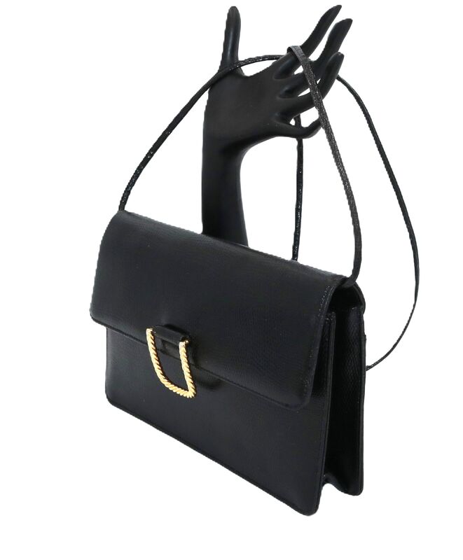 Vintage - GIVENCHY - Small Black Leather Lizard Embossed Shoulder Cross Body bag - 80s-90s - product images  of 