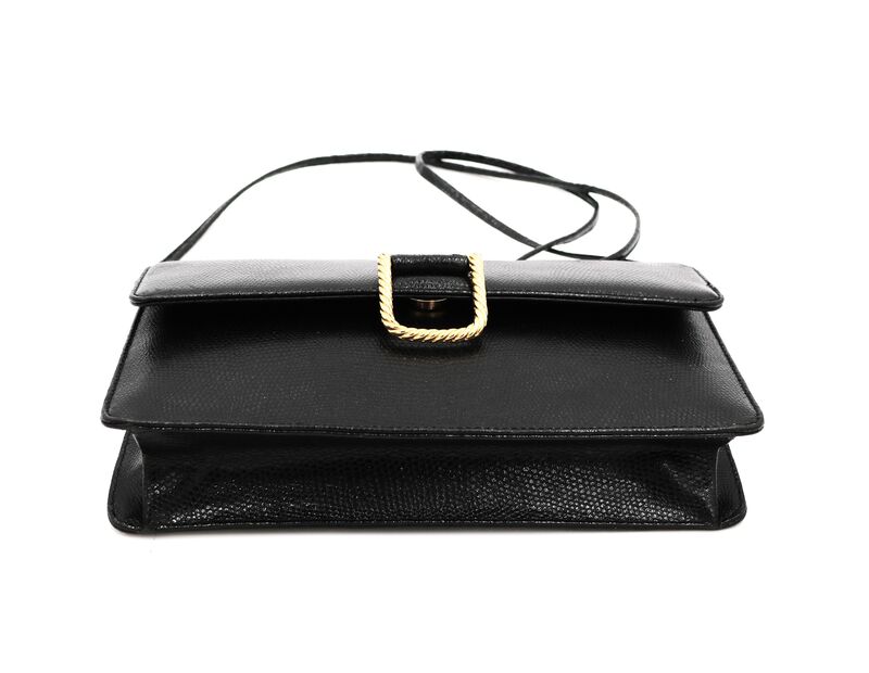 Vintage - GIVENCHY - Small Black Leather Lizard Embossed Shoulder Cross Body bag - 80s-90s - product images  of 