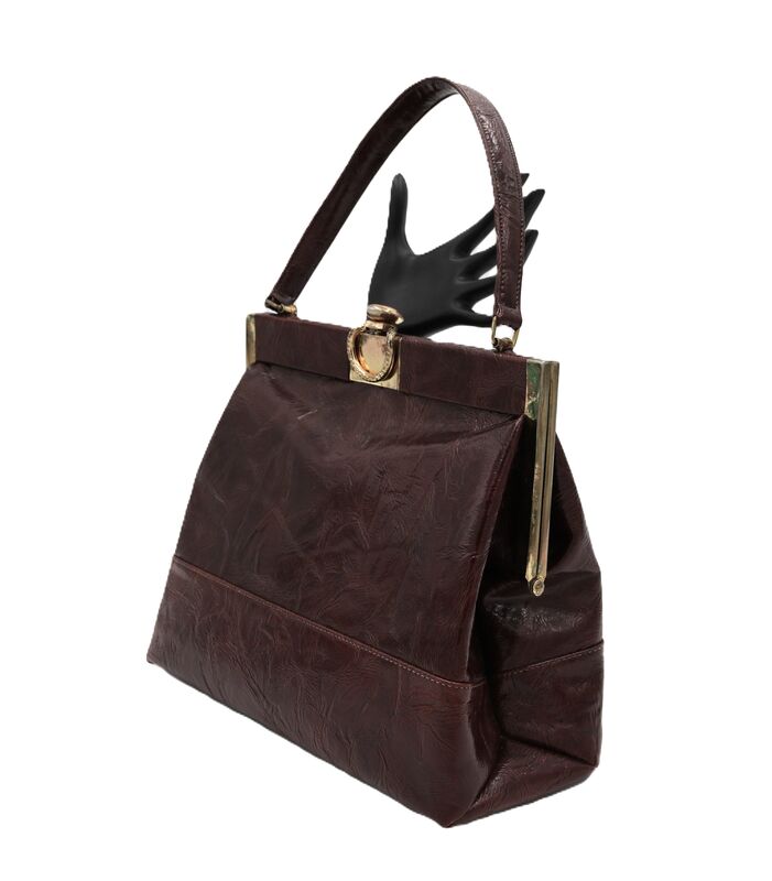Vintage - RISQUE - Brown Patent Leather Like Handbag - Mid Century - - product images  of 