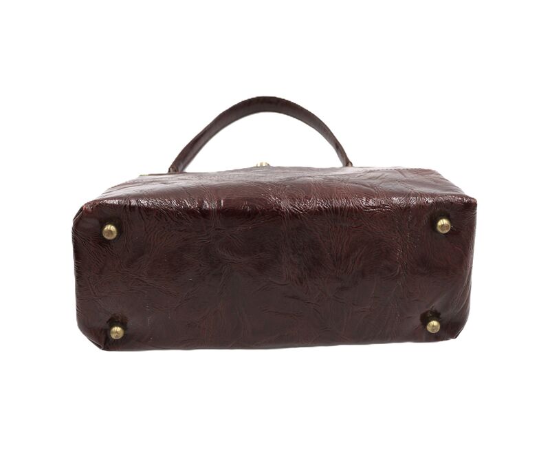 Vintage - RISQUE - Brown Patent Leather Like Handbag - Mid Century - - product images  of 