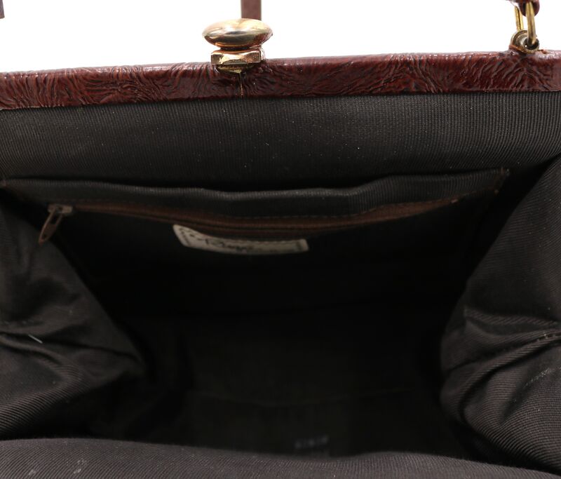 Vintage - RISQUE - Brown Patent Leather Like Handbag - Mid Century - - product images  of 