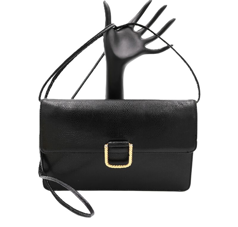 Vintage - GIVENCHY - Small Black Leather Lizard Embossed Shoulder Cross Body bag - 80s-90s - product images  of 