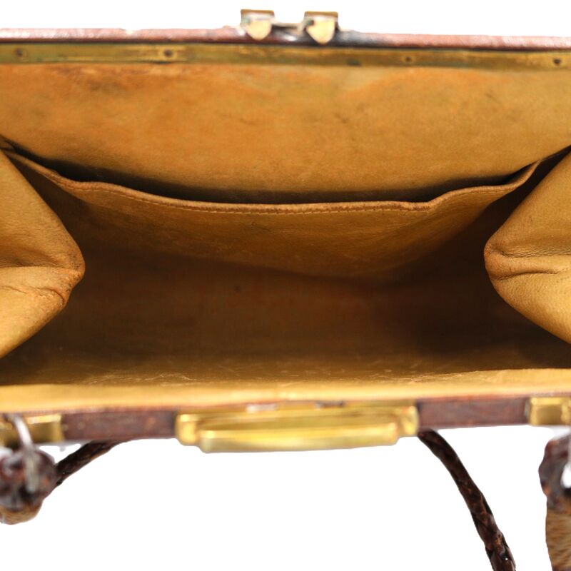 Antique Small Hornback - ALLIGATOR - Handbag With - HEAD and CLAWS - - product images  of 