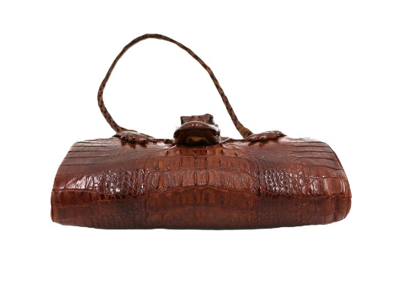 Antique Small Hornback - ALLIGATOR - Handbag With - HEAD and CLAWS - - product images  of 