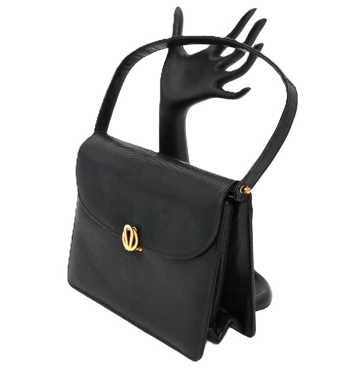 Vintage 50s-60s Small - BELLESTONE - Black - LIZARD - Structured Handbag - product images  of 