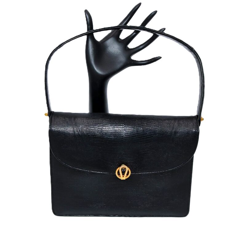Vintage 50s-60s Small - BELLESTONE - Black - LIZARD - Structured Handbag - product images  of 