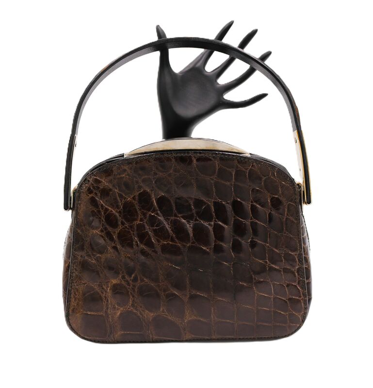 Vintage - MAURO GOVERNA - Small Brown CROCODILE Top handle Handbag - 2000s - product images  of 
