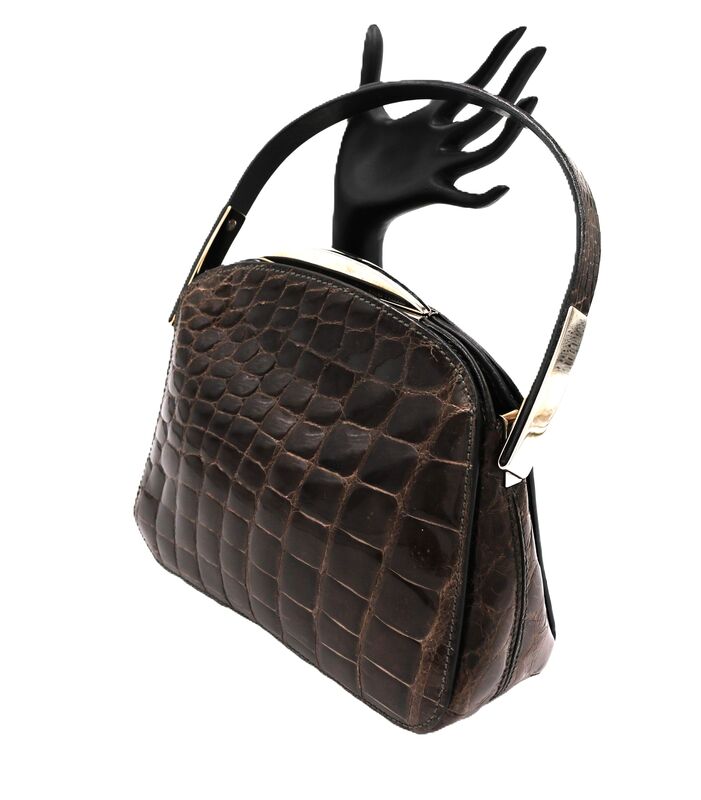 Vintage - MAURO GOVERNA - Small Brown CROCODILE Top handle Handbag - 2000s - product images  of 