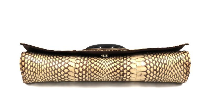 Vintage - R &amp; Y AUGOUSTI - Brown Tones PYTHON Snake Skin Clutch Handbag - product images  of 
