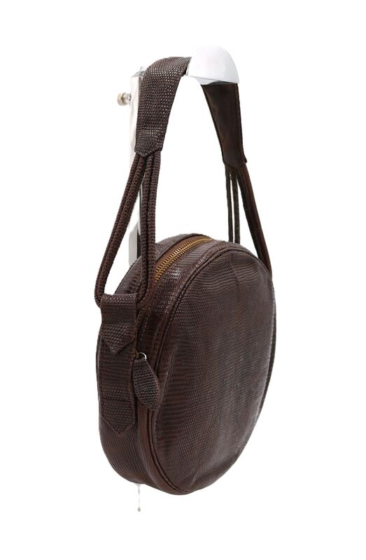 Vintage - BUCHNER - Small Round Brown Lizard Skin Handbag - Mid Century - product images  of 