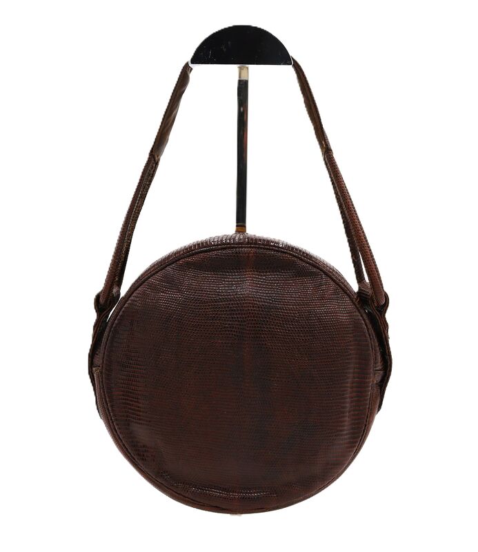 Vintage - BUCHNER - Small Round Brown Lizard Skin Handbag - Mid Century - product images  of 