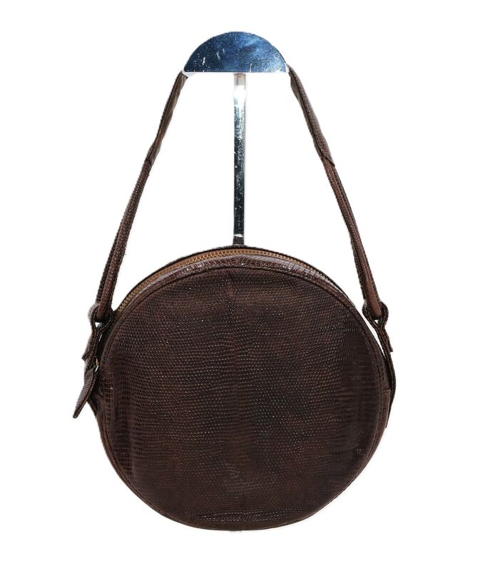 Vintage - BUCHNER - Small Round Brown Lizard Skin Handbag - Mid Century - product images  of 