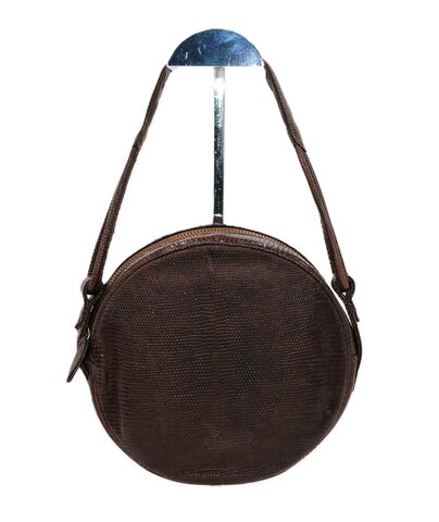 Vintage,-,BUCHNER,Small,Round,Brown,Lizard,Skin,Handbag,Mid,Century,Buchner, vintage handbag, vintage purse, lizard, brown, tanned, mid century, 40s, 50s