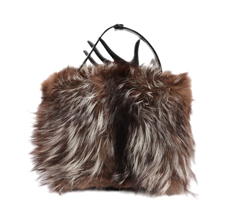 Vintage - GRETA - Brown Fox Fur handbag Purse Muff - Mid Century - product images  of 