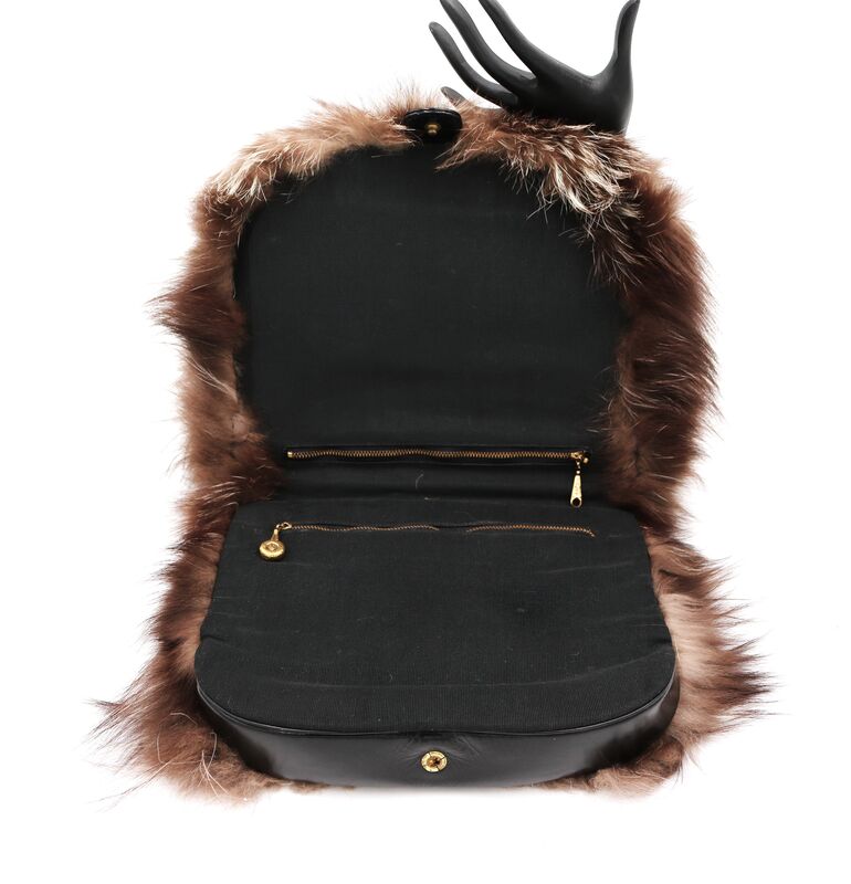 Vintage - GRETA - Brown Fox Fur handbag Purse Muff - Mid Century - product images  of 