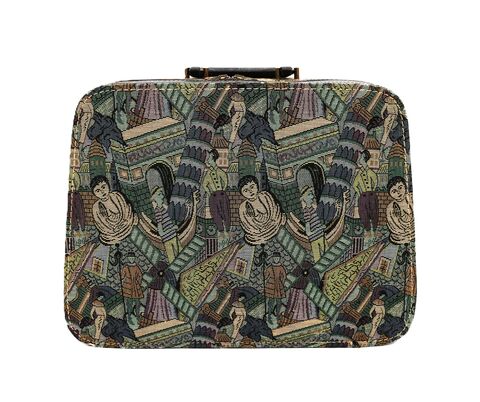 Vintage,-,MUNRO,Tapestry,Carry-All,Suitcase,Luggage,Mid,Century,60s-70s,Munro, vintage carry all, vintage suitcase, vintage bag, tapestry, green, tan, mid century, 60s, 70s, retro
