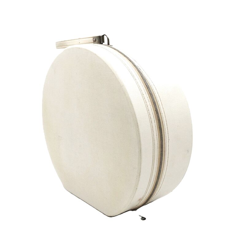 Vintage - KEENE - Off White Round Hat Box Train Case - Mid Century - - product images  of 
