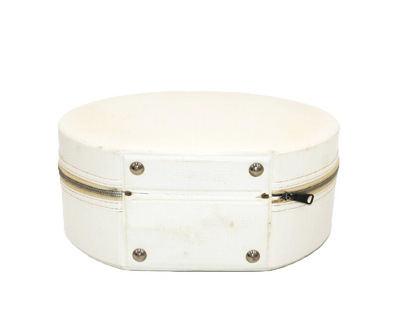 Vintage - KEENE - Off White Round Hat Box Train Case - Mid Century - - product images  of 